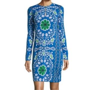 Tory Burch Walker Floral Silk Blend Long Sleeve Dress